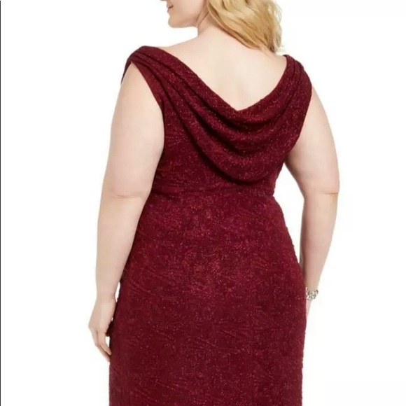Women’s Formal Dress Plus Sizes 16W 18W 20W Alex Evenings Jacquard Maroon Gown - Picture 7 of 11